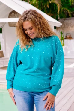 Twinkle Embellished Knit in Turquoise