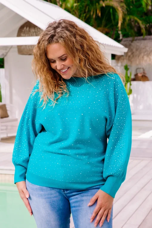 Twinkle Embellished Knit in Turquoise
