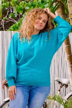 Twinkle Embellished Knit in Turquoise
