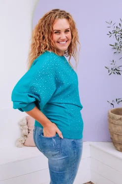 Twinkle Embellished Knit in Turquoise