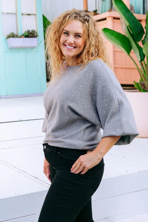 Twinkle Embellished Knit in Grey