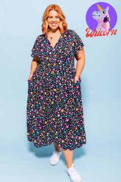 *UNICORN* Aurora Midi Dress in Black Pebble by Kasey Rainbow