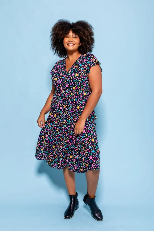 *UNICORN* Aurora Midi Dress in Black Pebble by Kasey Rainbow