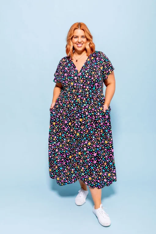 *UNICORN* Aurora Midi Dress in Black Pebble by Kasey Rainbow
