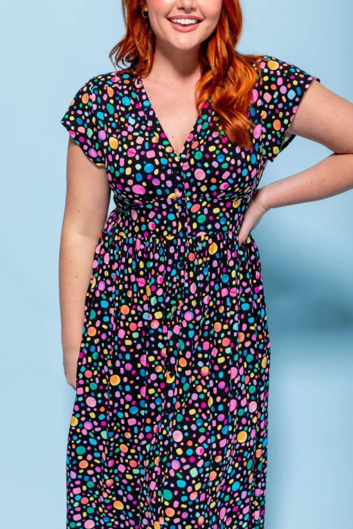 *UNICORN* Aurora Midi Dress in Black Pebble by Kasey Rainbow