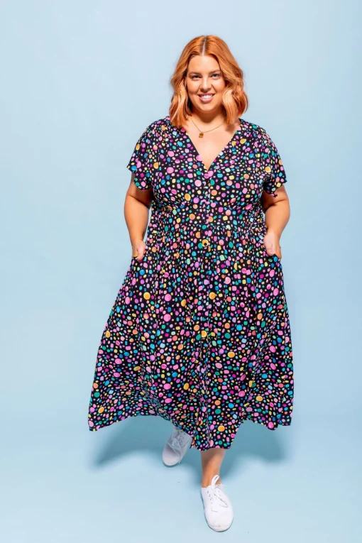 *UNICORN* Aurora Midi Dress in Black Pebble by Kasey Rainbow