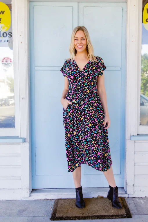 *UNICORN* Aurora Midi Dress in Black Pebble by Kasey Rainbow