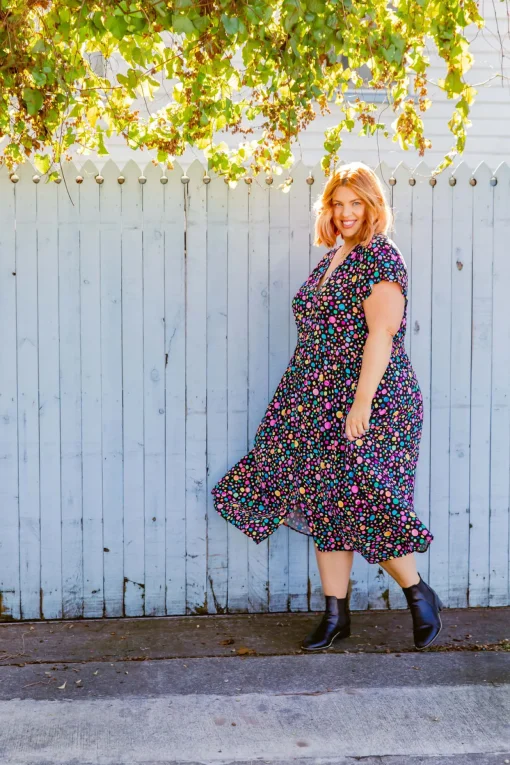 *UNICORN* Aurora Midi Dress in Black Pebble by Kasey Rainbow