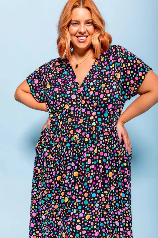 *UNICORN* Aurora Midi Dress in Black Pebble by Kasey Rainbow