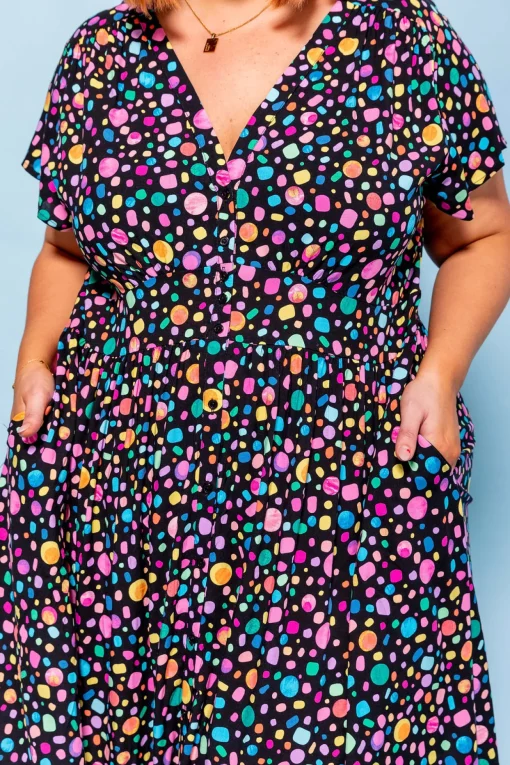 *UNICORN* Aurora Midi Dress in Black Pebble by Kasey Rainbow