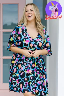 *UNICORN* Disco Dress In Kasey Leopard by Kasey Rainbow