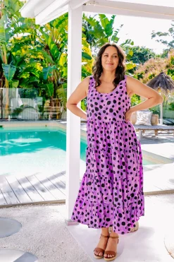 *UNICORN* Ronnie Tiered Midi Dress in Purple Cheetah by Kasey Rainbow
