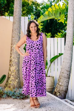 *UNICORN* Ronnie Tiered Midi Dress in Purple Cheetah by Kasey Rainbow