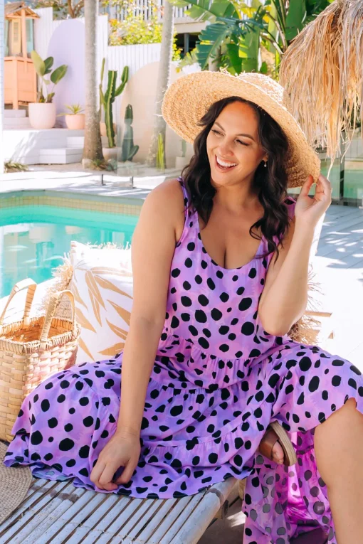 *UNICORN* Ronnie Tiered Midi Dress in Purple Cheetah by Kasey Rainbow
