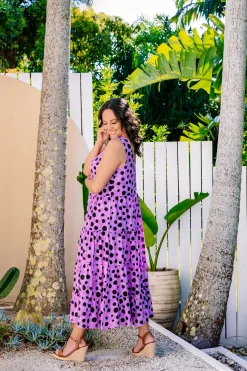 *UNICORN* Ronnie Tiered Midi Dress in Purple Cheetah by Kasey Rainbow