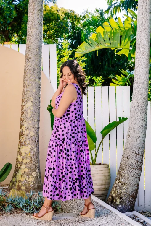 *UNICORN* Ronnie Tiered Midi Dress in Purple Cheetah by Kasey Rainbow