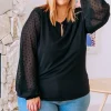 Whitney Long Sleeve Top in Black