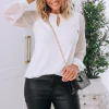 Whitney Long Sleeve Top in White