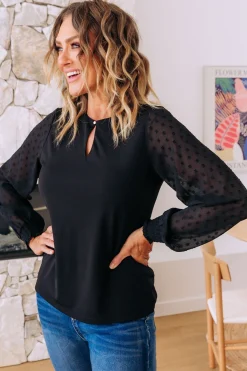 Whitney Long Sleeve Top in Black