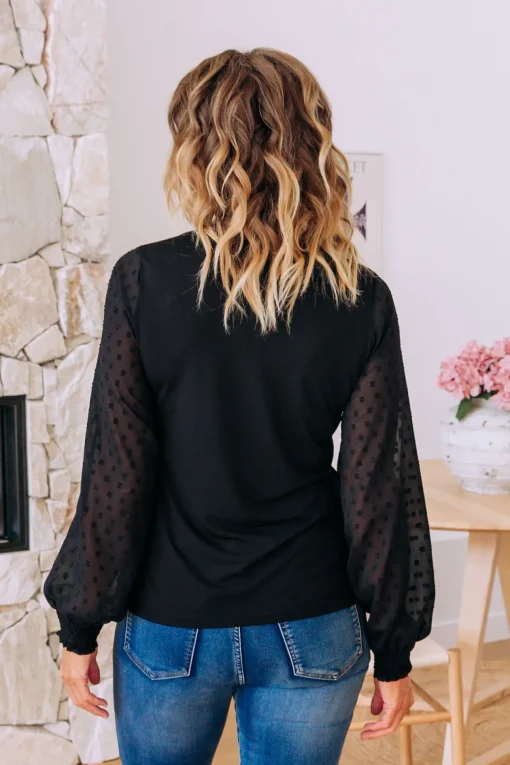 Whitney Long Sleeve Top in Black
