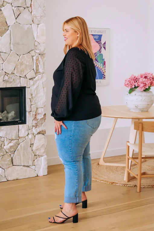 Whitney Long Sleeve Top in Black