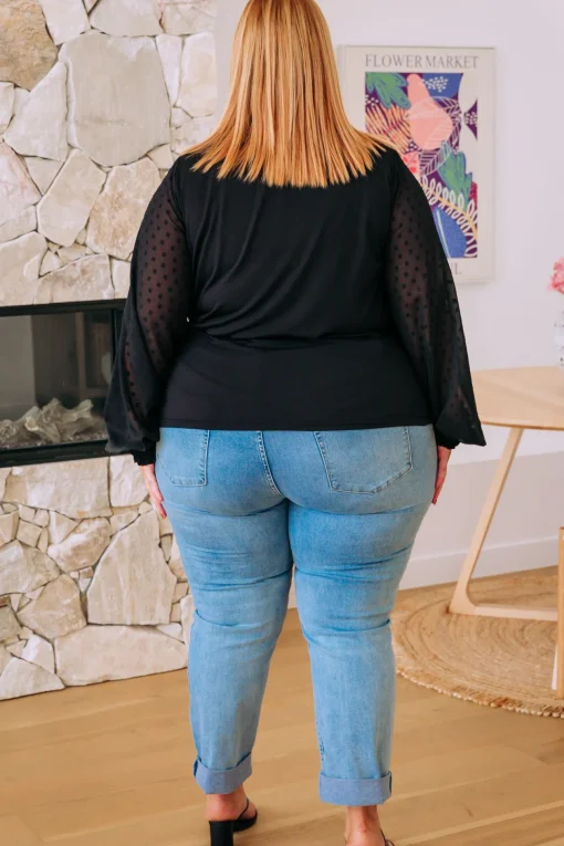 Whitney Long Sleeve Top in Black