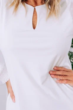 Whitney Long Sleeve Top in White