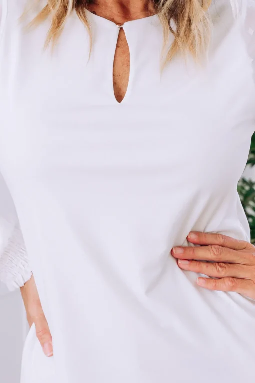 Whitney Long Sleeve Top in White
