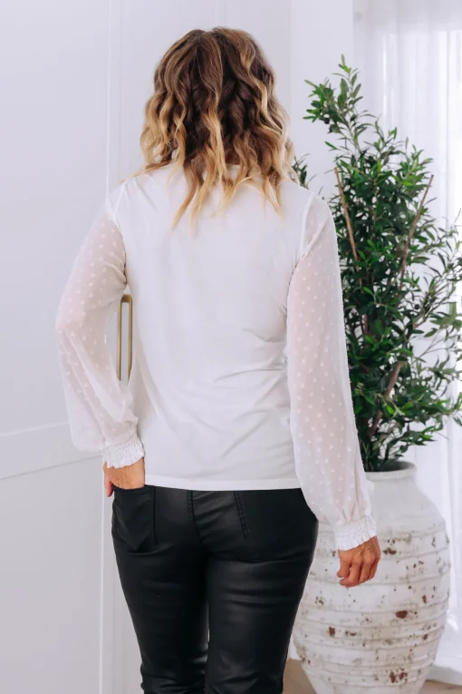 Whitney Long Sleeve Top in White